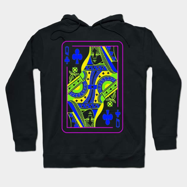 Queen of Clubs Bright Mode Hoodie by inotyler